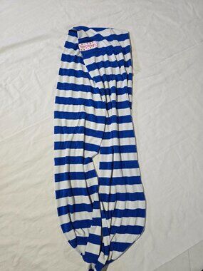 Ruffle Girl Blue White Striped Infinity Scarf Lightweight Loop Neckwear